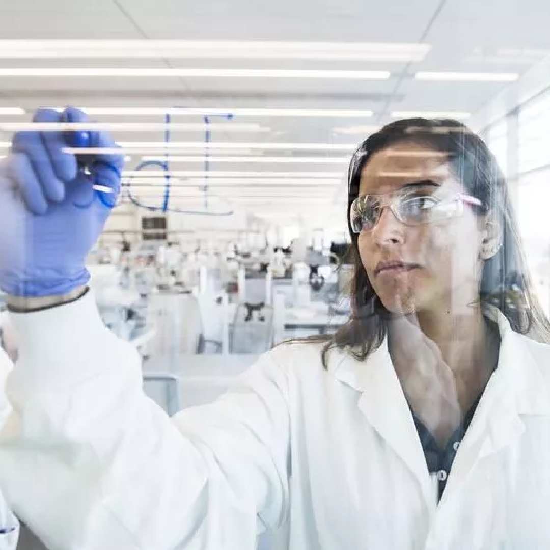 Laboratory technicians working