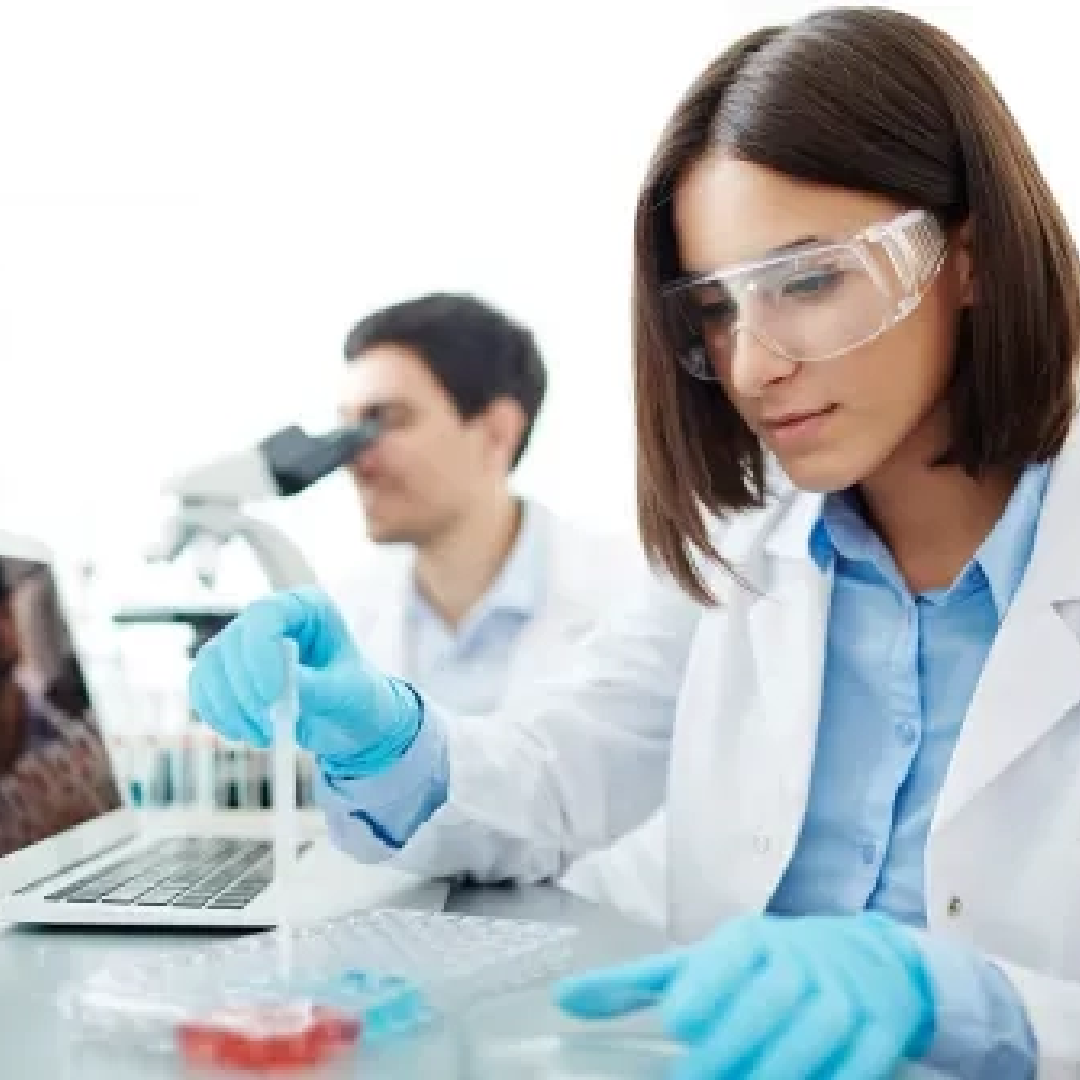 Laboratory technicians working