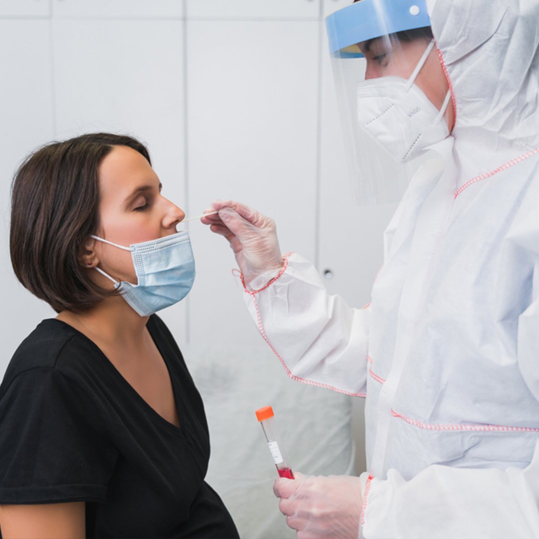Laboratory technicians working