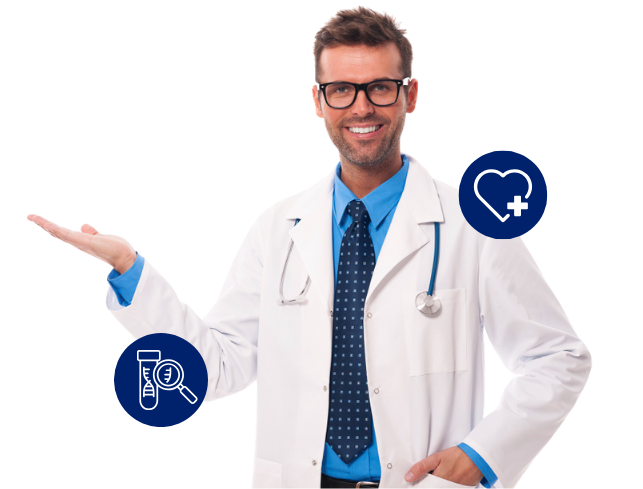 Doctor with molecular testing equipment