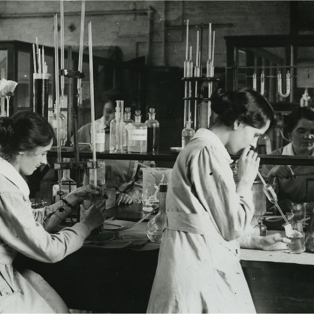 Laboratory technicians working