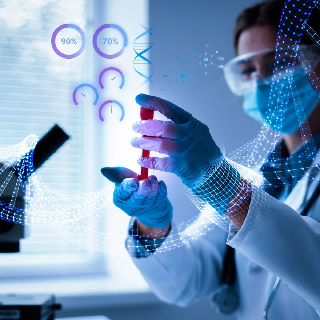 Laboratory technicians working