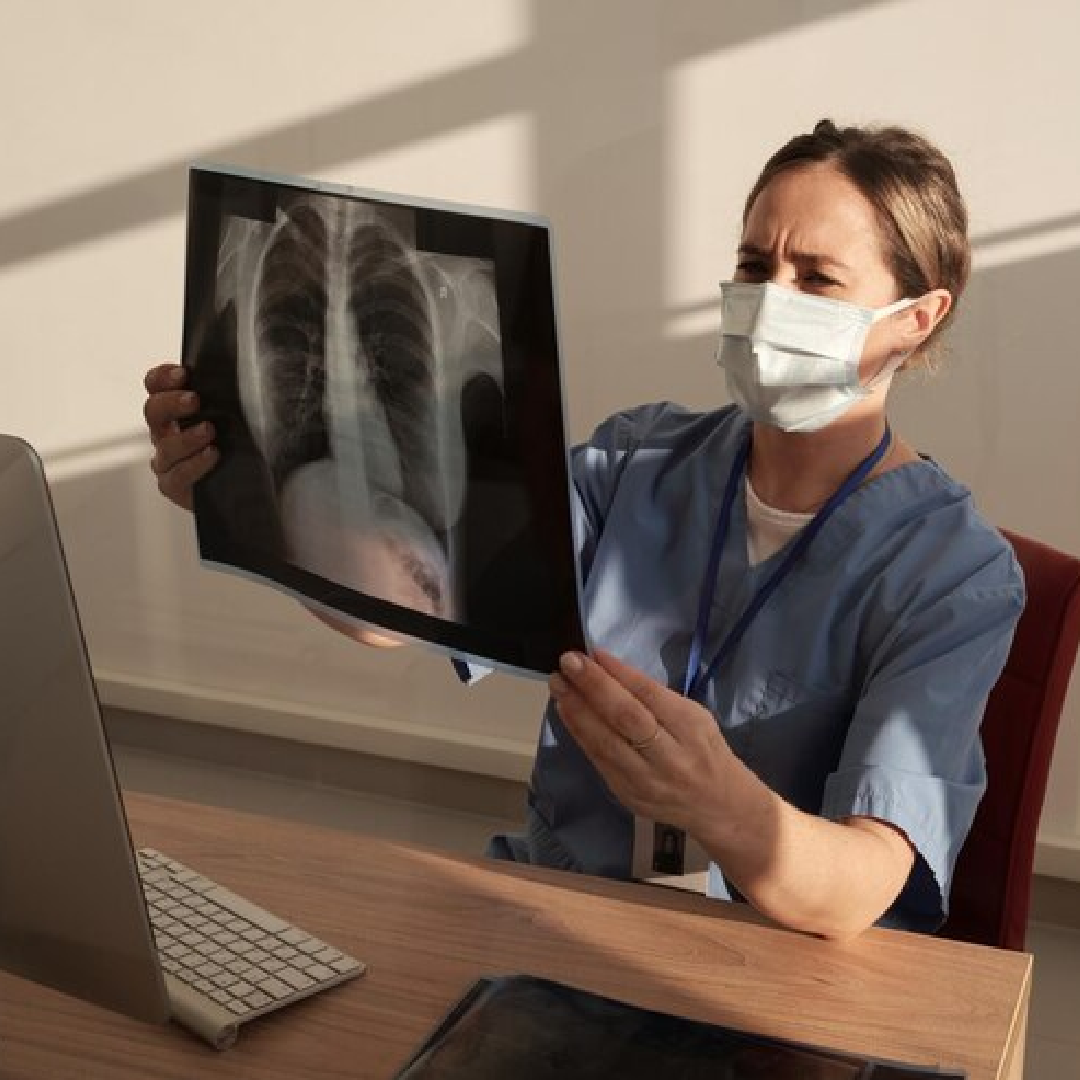 Laboratory technicians working